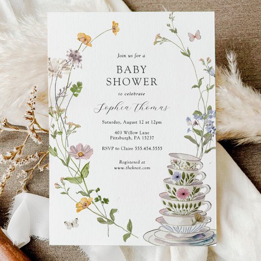 Invitation Baby shower de thé fleur sauvage