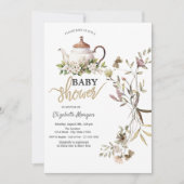 Invitation Baby shower de thé Fleur sauvage aquarelle (Devant)