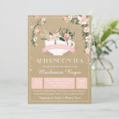 Invitation Baby shower de thé floral après-midi (Debout devant)