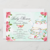 Invitation Baby shower de thé floral aquarelle (Devant)