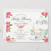 Invitation Baby shower de thé floral aquarelle (Devant)