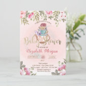 Invitation Baby shower de théière Fleurs d'aquarelle (Debout devant)