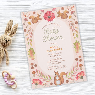 Invitation Baby shower de thème de chute symétrique aquarelle
