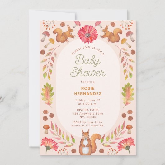 Invitation Baby shower de thème de chute symétrique aquarelle (Devant)