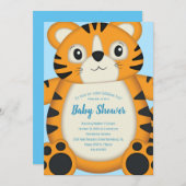 Invitation Baby shower de tigre bleu (Devant / Derrière)