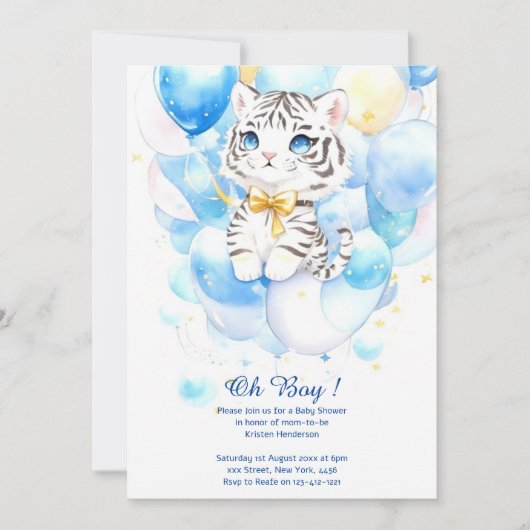 Invitation Baby shower de tigre d'aquarelle (Devant)
