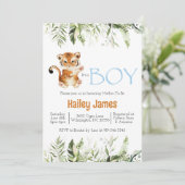 Invitation Baby shower de tigre garçon (Debout devant)