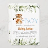 Invitation Baby shower de tigre garçon (Devant / Derrière)