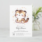 Invitation Baby shower de tigre joli enchanté (Debout devant)