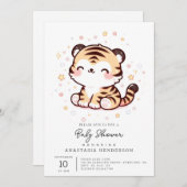 Invitation Baby shower de tigre joli enchanté (Devant / Derrière)