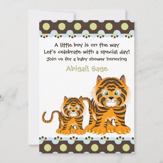 Invitation Baby shower de tigre pour les garçons (Devant)