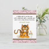 Invitation Baby shower de tigre rose pour les fill (Debout devant)