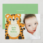 Invitation Baby shower de tigre vert (Devant / Derrière)