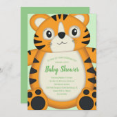 Invitation Baby shower de tigre vert (Devant / Derrière)