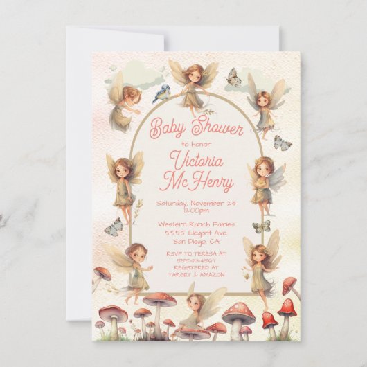 Invitation Baby shower de toadstool de laine (Devant)