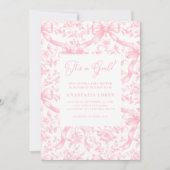 Invitation Baby shower de toile rose et de vaches (Devant)