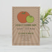 Invitation Baby shower de tomate rouge et vert cultivé locale (Debout devant)