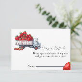 Invitation Baby shower de tombola de fraise d'aquarelle (Debout devant)