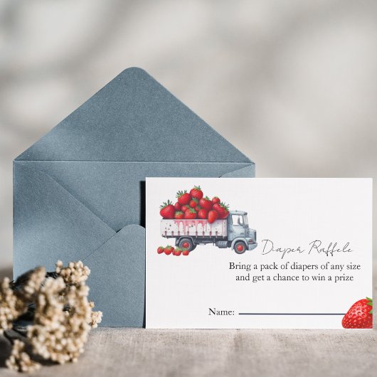 Invitation Baby shower de tombola de fraise d'aquarelle