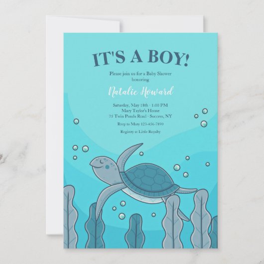 Invitation Baby shower de tortue (Devant)