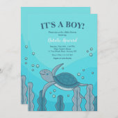 Invitation Baby shower de tortue (Devant / Derrière)