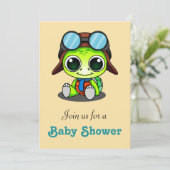 Invitation Baby shower de tortue caricaturale Cute Chibi (Debout devant)