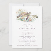 Invitation Baby shower de tortue de mer (Devant)