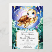 Invitation Baby shower de tortue mûre simple (Devant / Derrière)