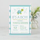 Invitation Baby shower de tortue rayée Star (Debout devant)
