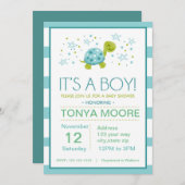 Invitation Baby shower de tortue rayée Star (Devant / Derrière)