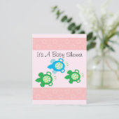 Invitation Baby shower de tortue rose (Debout devant)
