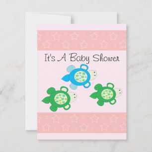 Invitation Baby shower de tortue rose