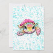Invitation Baby shower de tortue rose et Turquoise (Dos)