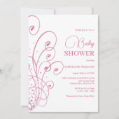 Invitation Baby shower de tourbillons roses et parfums (Devant)
