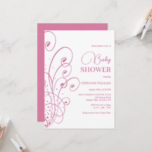 Invitation Baby shower de tourbillons roses et parfums