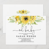 Invitation Baby shower de tournesol (Devant / Derrière)