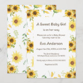 Invitation Baby shower de tournesol (Devant / Derrière)