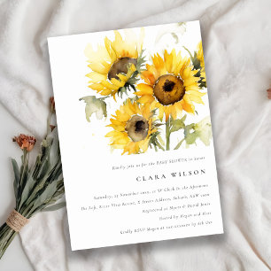Invitation Baby shower de tournesol à l'aquarelle boho minime