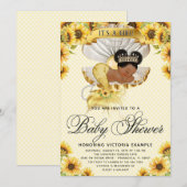 Invitation Baby shower de tournesol Afro Mermaid (Devant / Derrière)