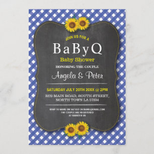 Invitation Baby shower de tournesol BABYQ BBQ Couple bleu Inv