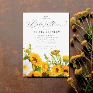 Invitation Baby shower de tournesol   Boho Floral