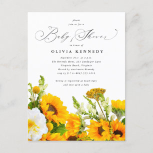 Invitation Baby shower de tournesol Boho Floral