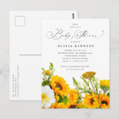 Invitation Baby shower de tournesol | Boho Floral (Devant / Derrière)