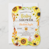 Invitation baby shower de tournesol bois rustique (Devant)
