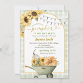 Invitation Baby shower de tournesol Citrouille rustique Sage (Devant)