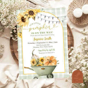 Invitation Baby shower de tournesol Citrouille rustique Sage 
