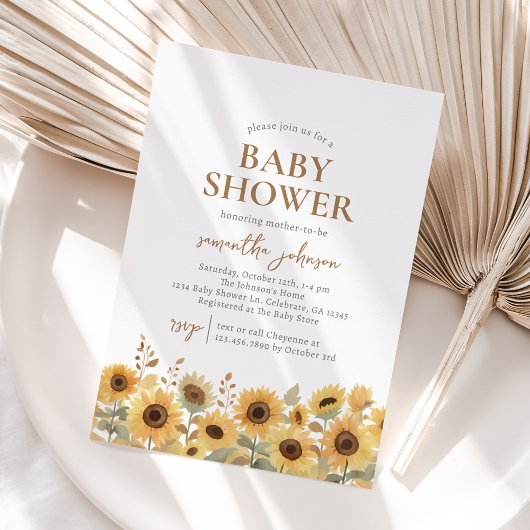 Invitation Baby shower de tournesol d'automne