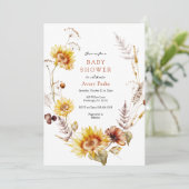Invitation Baby shower de tournesol de feuillage d'automne (Debout devant)