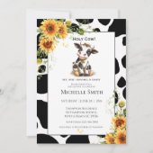 Invitation Baby shower de tournesol de vache mûre animal de f (Devant)