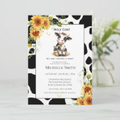 Invitation Baby shower de tournesol de vache mûre animal de f (Debout devant)